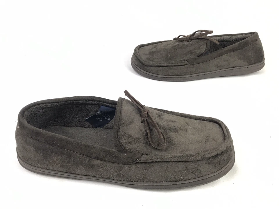 Zapatillas forradas de franela Stafford mocasín marrón zapatos de casa para hombre (talla: XL) Foto 3 de 4