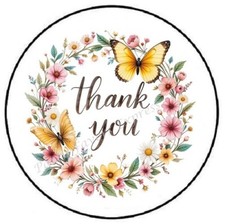 THANK YOU FLORAL WREATH ENVELOPE SEALS LABELS STICKERS PARTY FAVORS