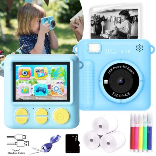Instant Print Camera Thermal Printer 1080P Videos Kids Christmas Birthday Gifts