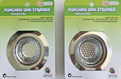 2PC Stainless Steel Perforate Wide Rim Sink Drain Strainers 2.75'' Dia USA Seller