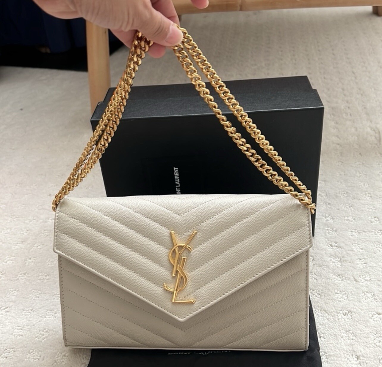 SAINT LAURENT YSL portafoglio su catena busta trapuntata pelle borsa a tracolla