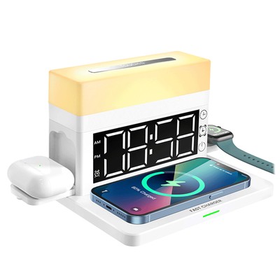 N65 15W Multifunctional Wireless Charger Table Lamp Alarm Clock 6 In 1 Quick Kit