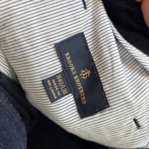Brooks Brothers Corduroy Pants Mens 42 x 30 Navy Blue Cotton Flat Front Stretch - Picture 6 of 9