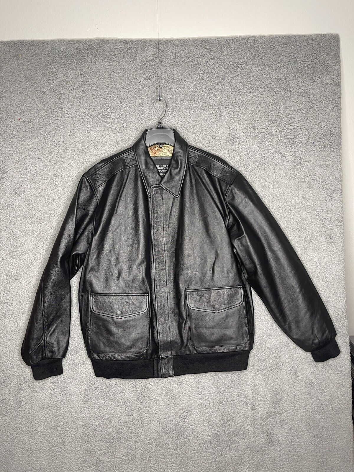 US Army Air Force Leather Type A-2 A2 Black Flyer's Flight Jacket 2XL Tall  RARE