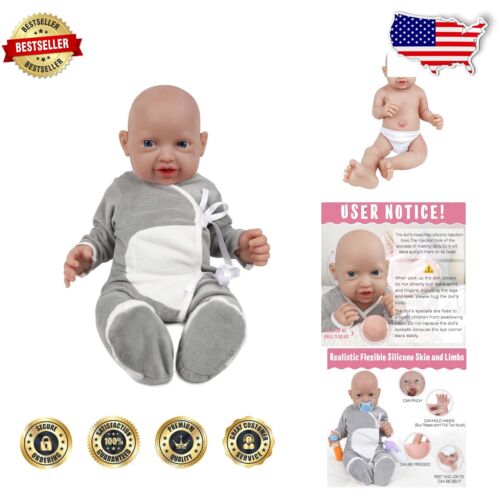 Realistic 12-Inch Baby Boy Doll - Non-Toxic Silicone, Ideal for Caregiving Play