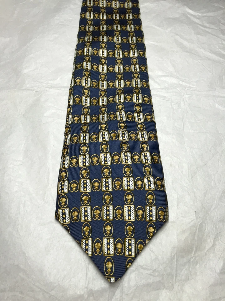 CORBATA RICHEL HOMBRE AZUL CON DORADO Y BLANCO 4 X 59 Foto 2 de 4