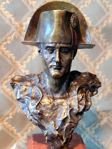Antica scultura in bronzo unica busto napoleone su base marmo fonderia Valsuani XX secolo - Foto 2 di 13