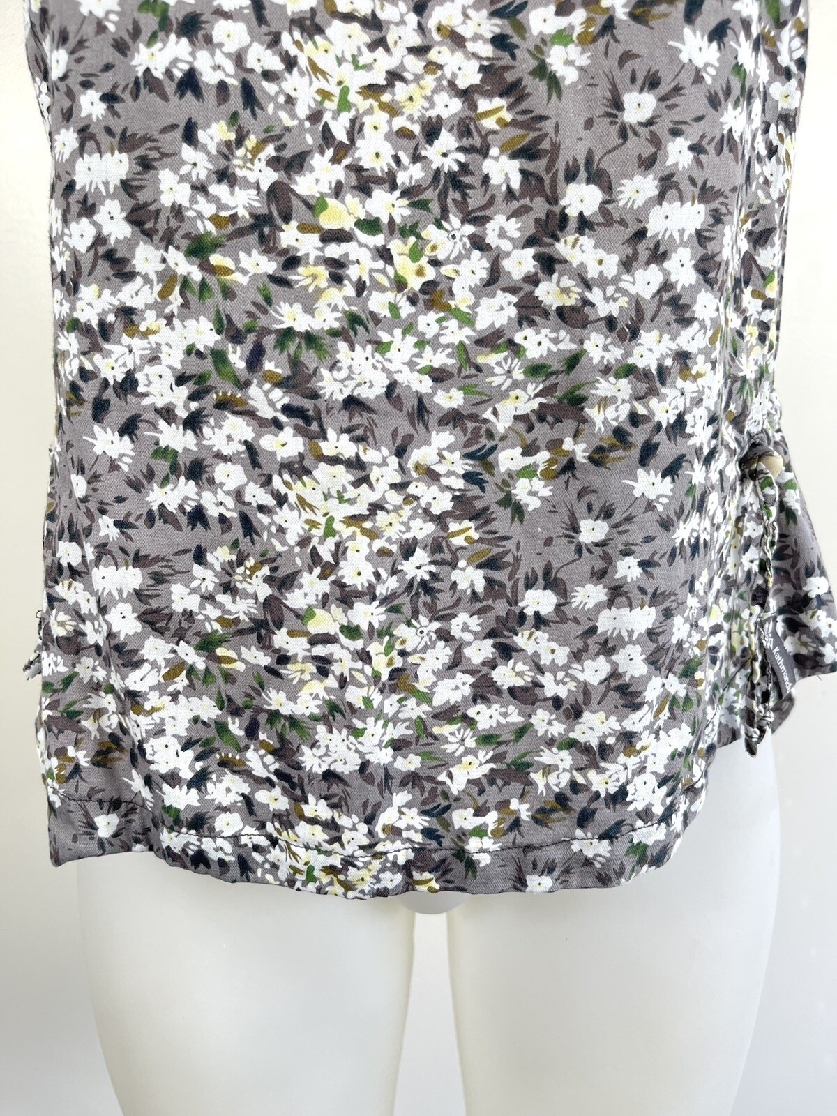 KATHMANDU Top Womens Size 8 Enact Grey Floral Organic Cotton Lace Trim Summer image 3