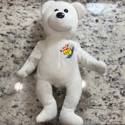 Pokemon ''Picabear'' WHITE 1999 PIKACHU Limited Ed Beanie Bear 8'' Vintage RARE