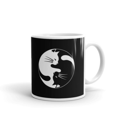 Yin Yang Cat Shaolin Symbol Coffee Tea Ceramic Mug Office Work Cup Gift