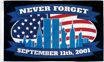 Never Forget September 11th Flag 3x5ft American 9-11 Memorial Sept 11th