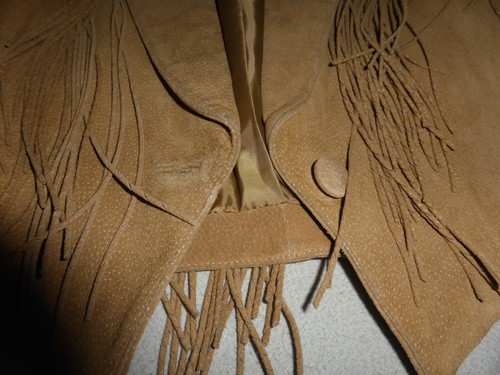 VINTAGE CRIPPLE CREEK LEATHER TAN FRINGE JACKET SIZE XL WESTERN SUEDE TASSEL - Bild 3 von 8