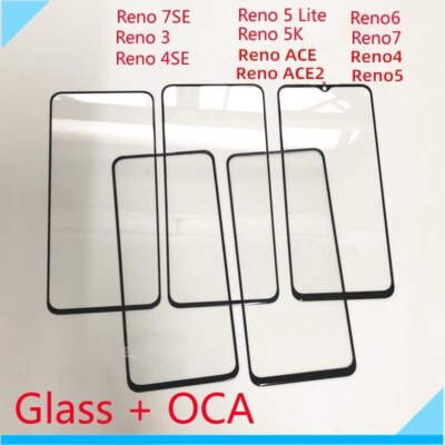 Front Touch Screen Glass Lens With OCA For OPPO Reno 3 4 5 6 7 lite SE ACE 2