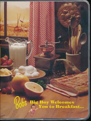 Vintage 1980's Bob's Big Boy Restaurant Paper Breakfast Food Menu Diner Decor !!