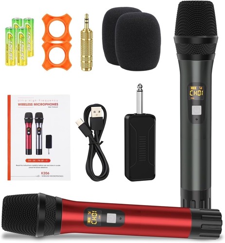 Dual Handheld Wireless Microphone System UHF Metal Dynamic Mics with Rechargeabl - Picture 7 of 7