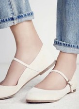 NEW Free People Mary-Jayne Ballet Flats Suede Blush 37 128