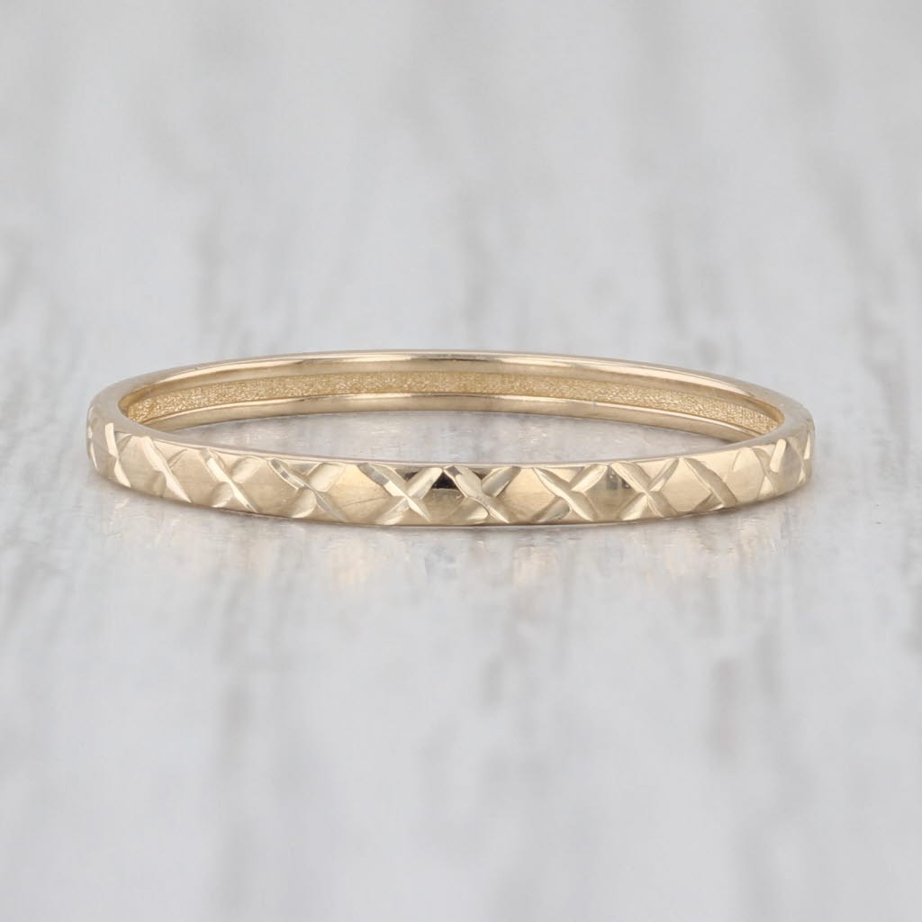 Crosshatch Pattern Stackable Ring 14k Yellow Gold… - image 4