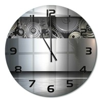 Glasuhr Wanduhr Ohne TickgeräUsche Zahnrad-Abstraktion Schwarze Zeiger Fi60 Cm