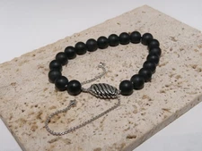 David Yurman Spiritual Bead Ball Bracelet Sterling Silver with Onyx Matte 925 