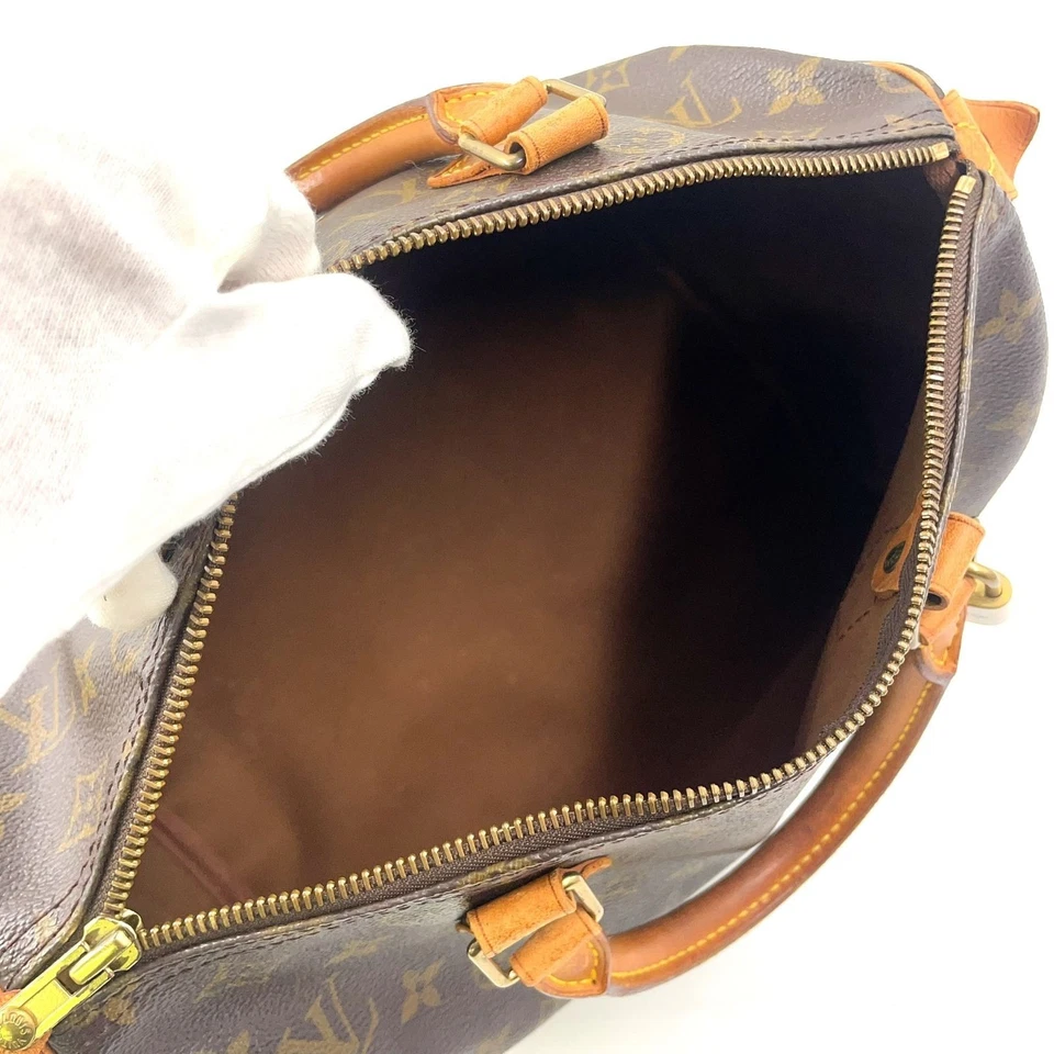 Сумочка LOUIS VUITTON Speedy 30 с монограммой монограммой кожа и ПВХ коричневая золотистая M41 - Изображение 4 из 4