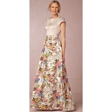 BHLDN Adrianna Papell Johanna floral print fit & flare cocktail gown dress sz 6