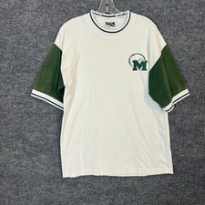 Vintage Made In USA Marshall University T Shirt Mens Sz Large Ivory Green Retro