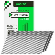 meite 16 Gauge 20 Degree Angled Finish Nails 1-3/4 inch Galvanized 12 Boxes/Case