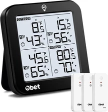 OBET Indoor Outdoor Thermometer Wireless with 3 Sensors Weather Station Tempe...