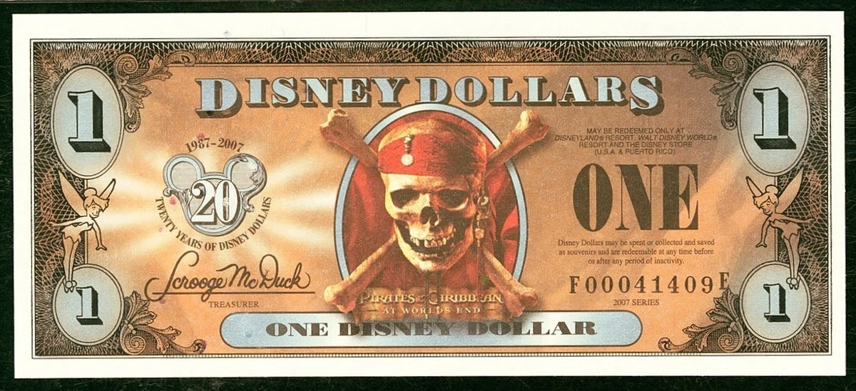 Pirates of the Caribbean Disney Dollars (1968-Now) for sale | eBay