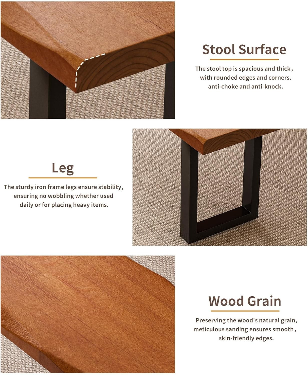 Rustic Bench Table Natural Edge Solid Wood Seat Entryway Hallway Seating 55"x14"