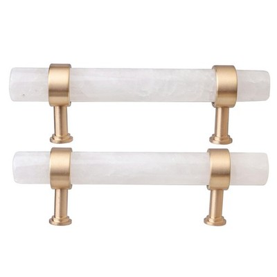 Pack of 2 Cylindrical Crystal Cabinet Knobs with Screws Polished Stone Drawer...