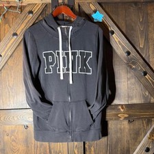 Victoria's Secret PINK Black Full Zip Hoodie Size Small