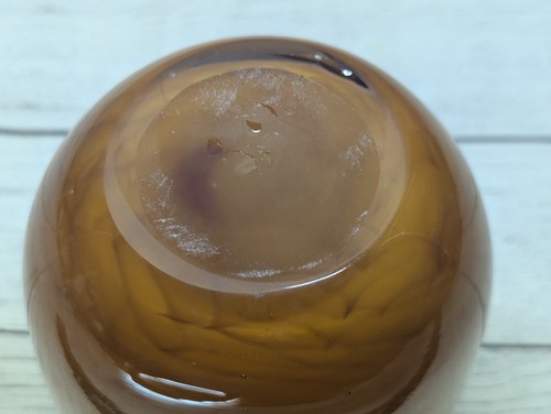 Artisan Glassware Hand Blown Amber Butterscotch Brown Cased Art Glass Vase 6" - Picture 6 of 6