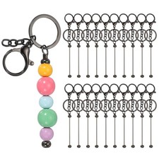 20Pcs Beadable Keychains, DIY Beaded Keychain Making Kit, Gray
