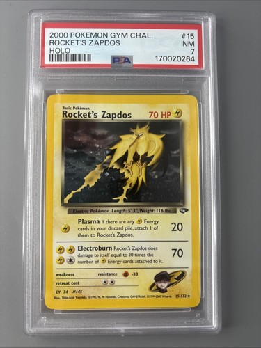 Rocket's Zapdos (Unlimited) graded PSA 7 for sale on eBay