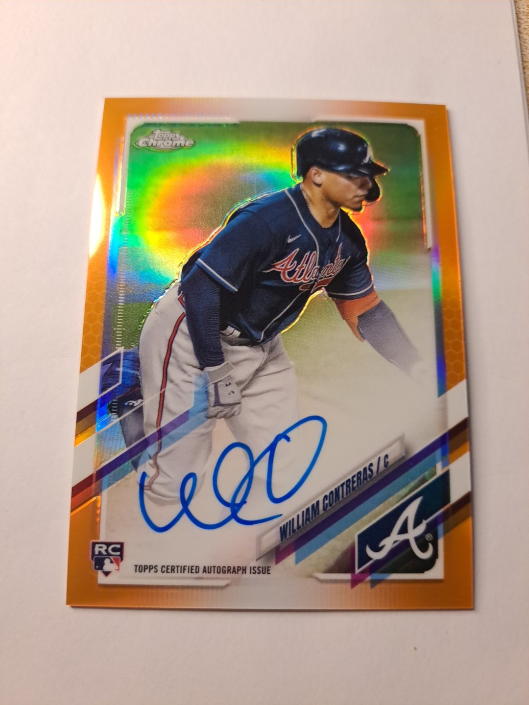 2021 Topps Chrome William Contreras RC Orange Auto /25 Rookie