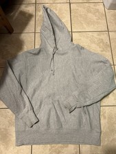 Champion Hoodie Mens Large Gray Reverse Weave Pullover Fleece C Logo Sleeve