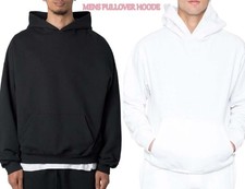Men's Plain Fleece Pullover Hoodie Long Sleeve Oversized Sweatshirt Casual S-XXL