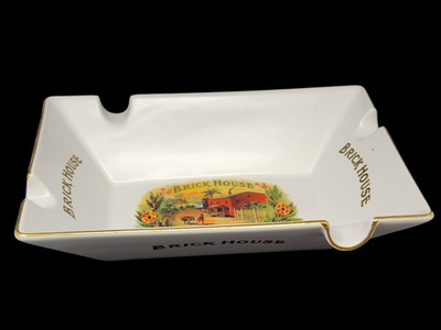 #ad Brick House 4 Slot Gold Trimmed Ceramic Cigar Table Ashtray $34.99
