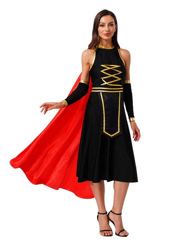 Women Cosplay Ancient Roman Costume Contrast Color Outfit Stage Performance - Picture 23 of 38