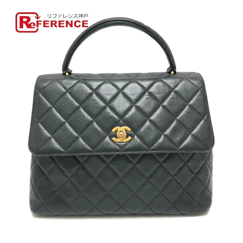 Chanel Black Caviar Matelasse Top Handle Handbag Used