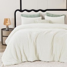 Fluffy Size Comforter Sets - Super Soft Faux Fur Comforter Full Cream White