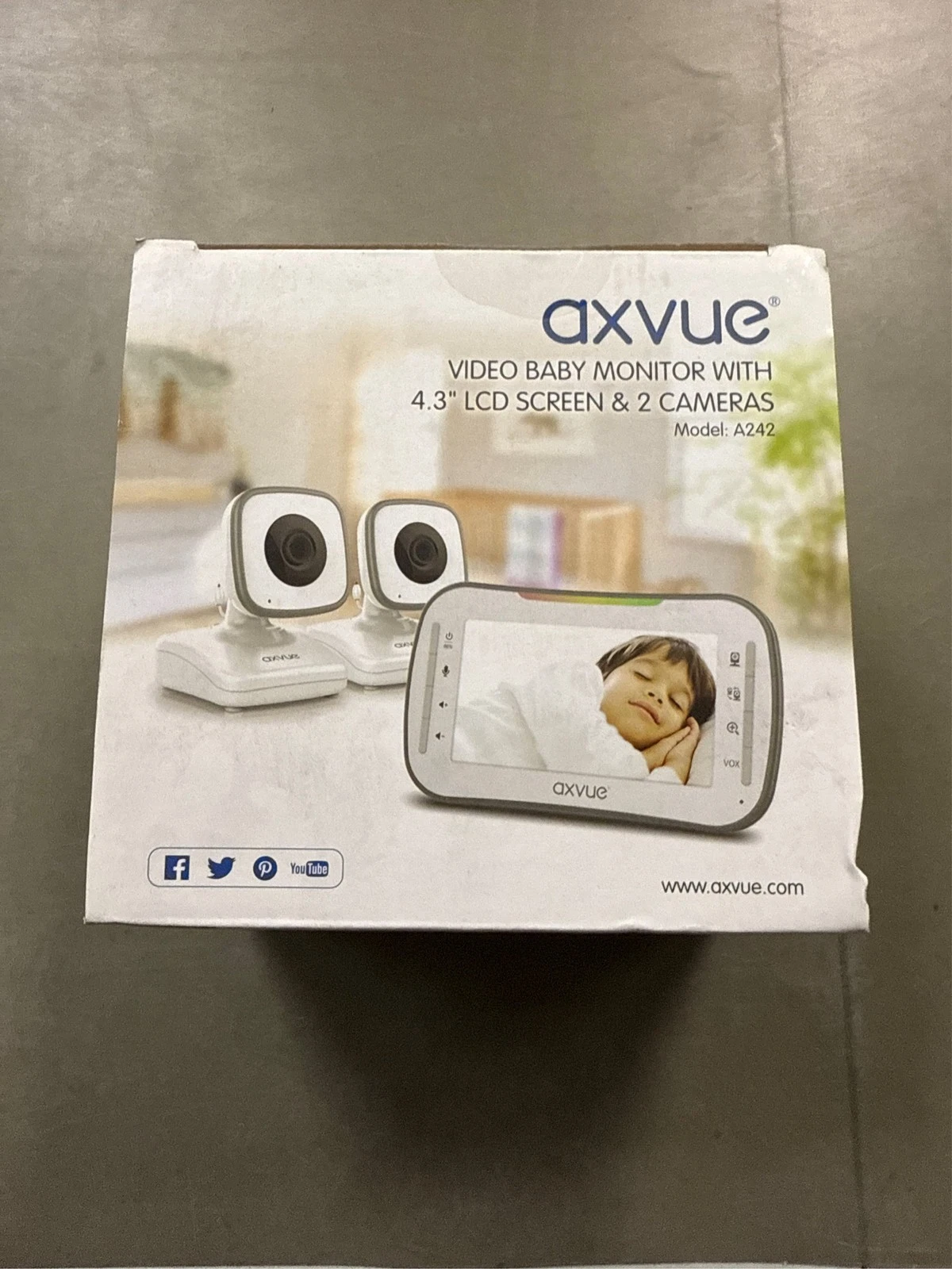 Axvue Video Baby Monitor, Comfortable Slim Design Handheld Enclosure, 4.3" Scree