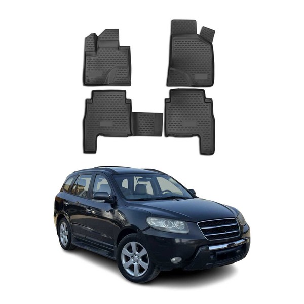 Omac Gummimatten FußMatten FüR Hyundai Santa Fe 2010-2012 Tpe Matten Schwarz 4X-image