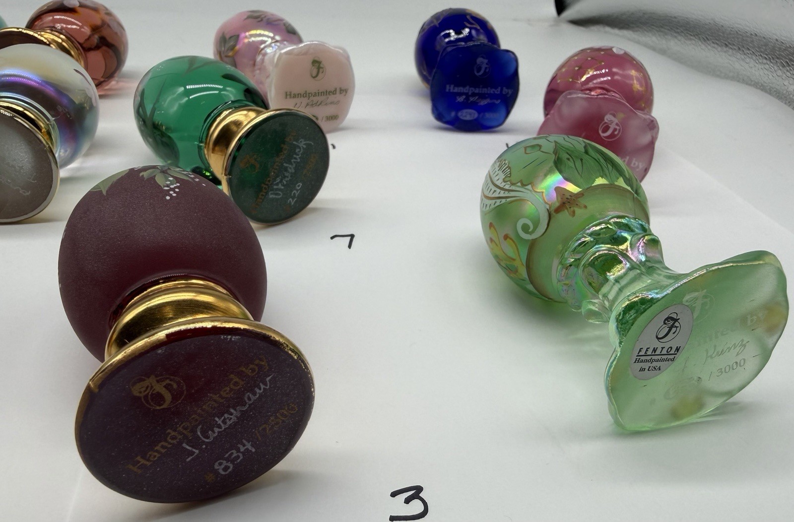 9 Left (multiple Choice) Fenton Limited Edition Hand Painted Eggs On A Pedestal