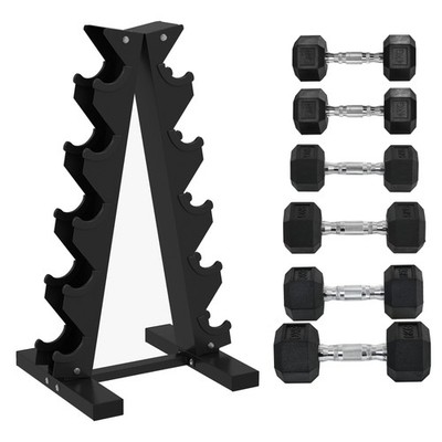30kg Gummi Hex Hantel Set 2x4kg 2x5kg 2x6kg mit Ablage NEU