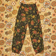 Vintage 80s Ski Snow Pants Floral Green Orange Funky Retro Belfe Womens XS S