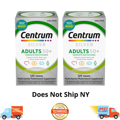2PK Centrum Silver Adults 50 Plus Multivitamin With Vitamin C, D & E, 125 Count