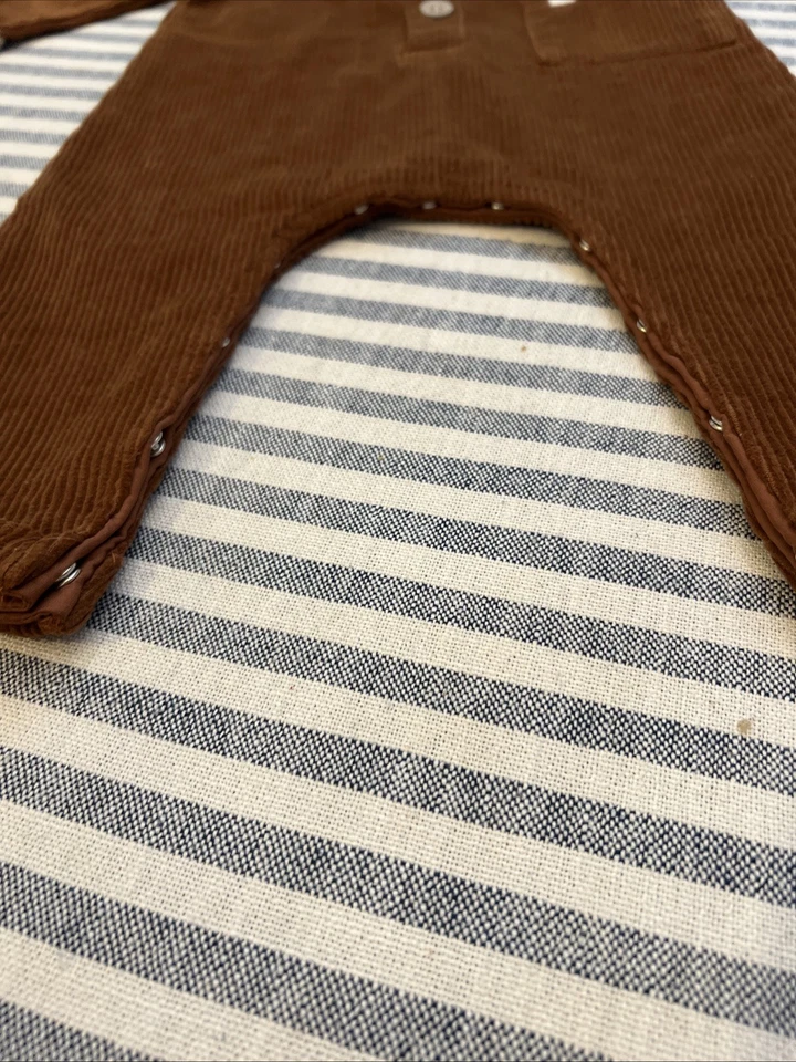 Mud Pie Bebé Niño 9-12 Meses Pana Una Pieza Marrón NUEVO CON ETIQUETAS PANA GRANDE ESTE AÑO Foto 4 de 4