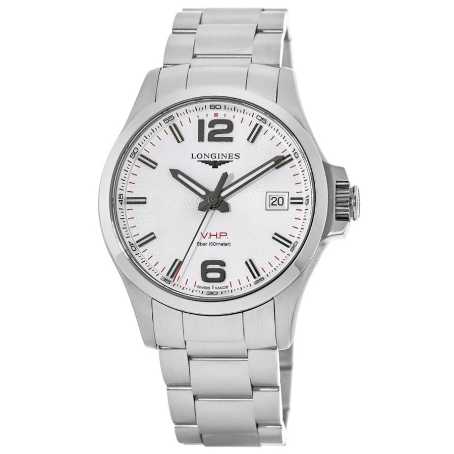New Longines Conquest V.H.P. 43mm Silver Dial Steel Men's Watch L3.726.4.76.6